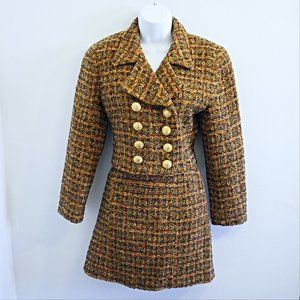 Vintage Yellow Wool Tweed Suit Skirt Set